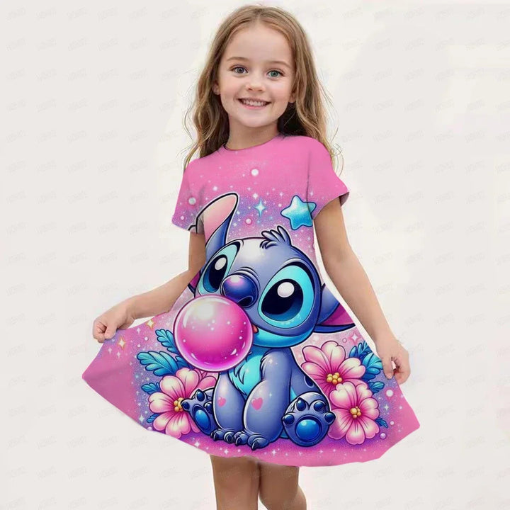 MINISO Disney Stitch 3D Print Summer Dress for Girls