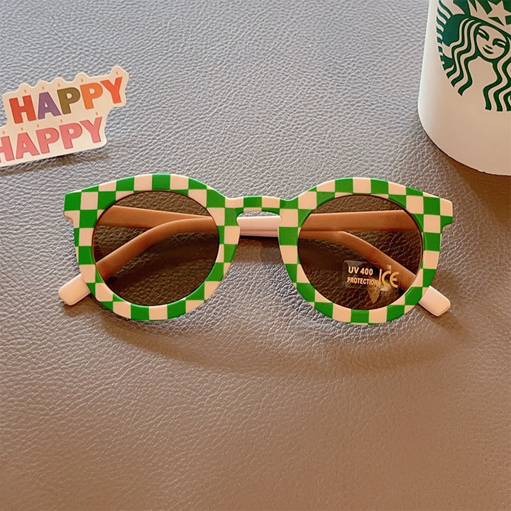 UV400 Checker Panel Sunglasses – Cute & Stylish