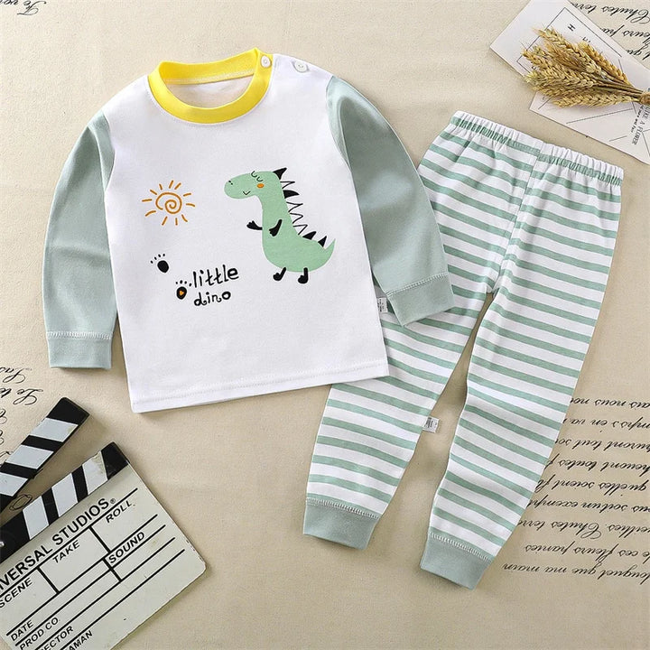 Cartoon Print Kids' Pajama Set – 2-Piece Cotton Sleepwear for Boys & Girls (1-6 Years)