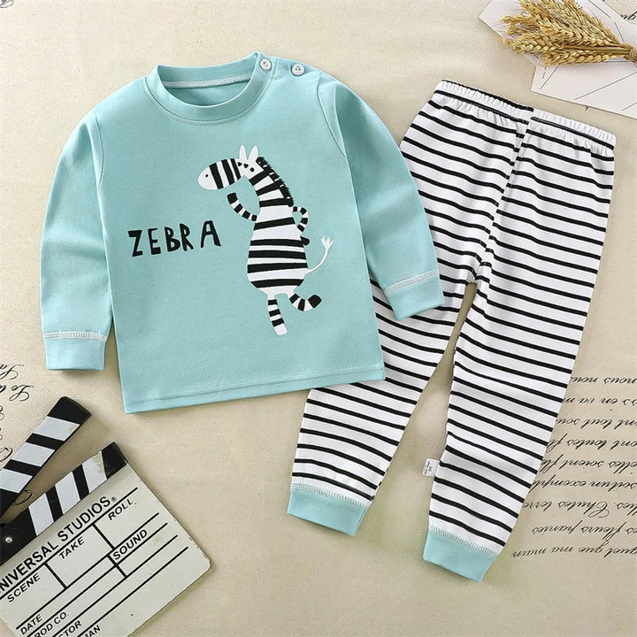 Cartoon Print Kids' Pajama Set – 2-Piece Cotton Sleepwear for Boys & Girls (1-6 Years)