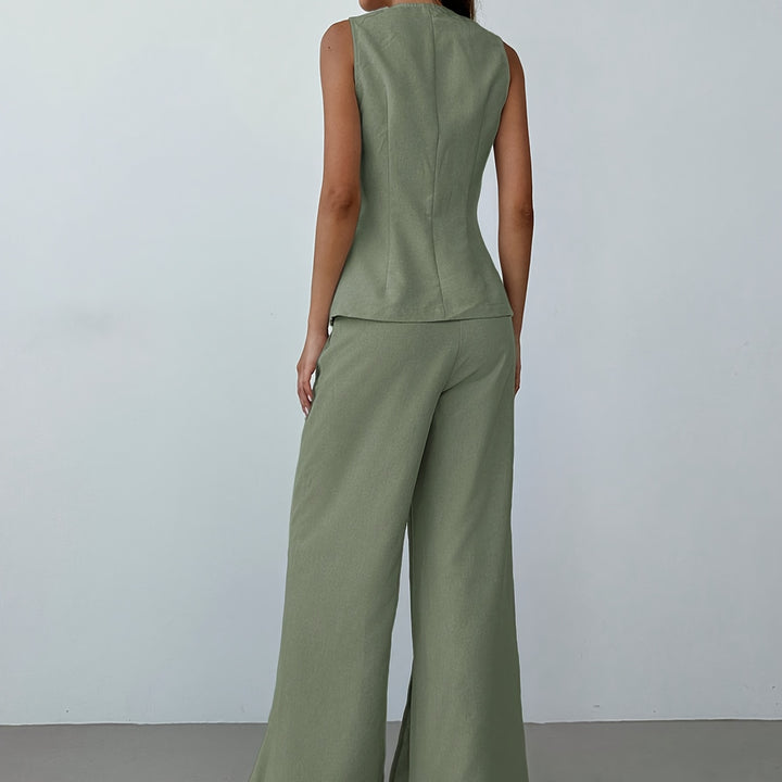 Women's Two-Piece Suit Office Casual Commuting Vest and Pants