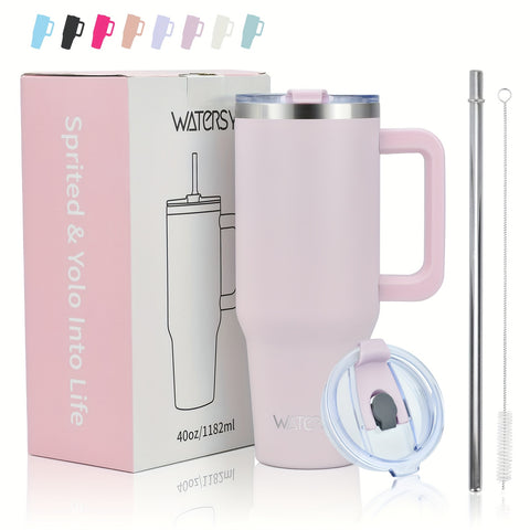 WATERSY 30oz/40oz Insulated Coffee Mug with Handle & Straw