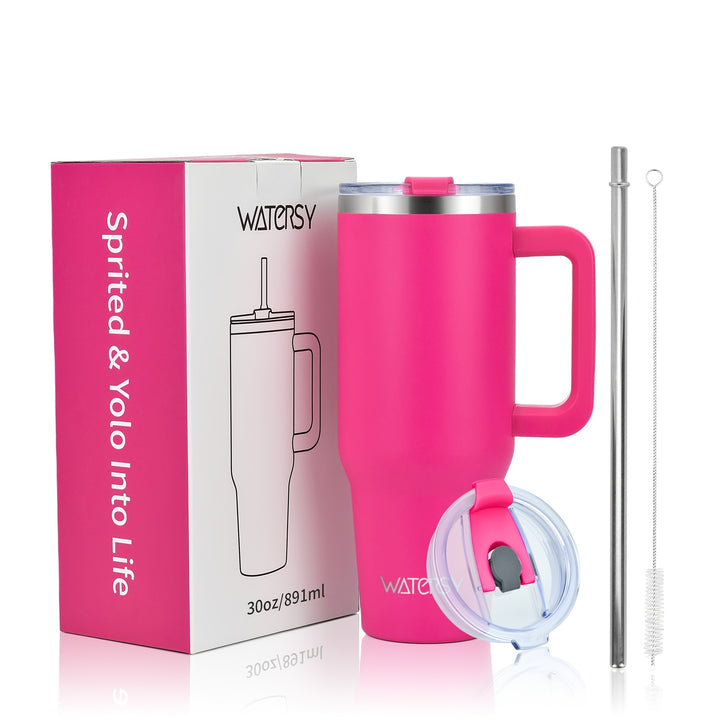 WATERSY 30oz/40oz Insulated Coffee Mug with Handle & Straw